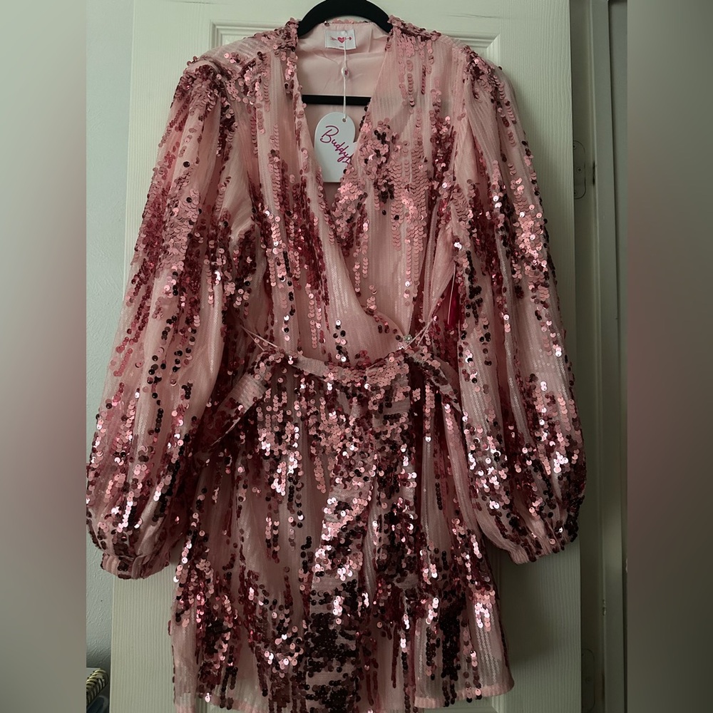 NWT BUDDY LOVE sequin wrap dress